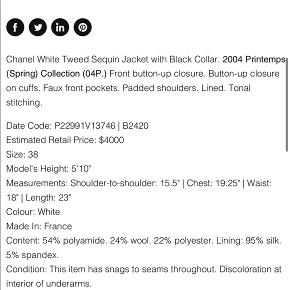 🔥sold🔥Authentic Chanel white sequin blazer-size 38 (med)* - Picture 9 of 16